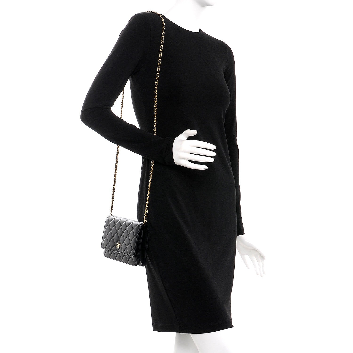 Chanel Lambskin Quilted Wallet On Chain WOC Black 2 of 9