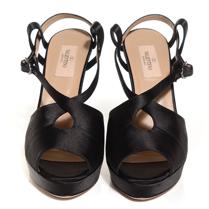 Valentino Garavani Satin Platform Sandals 38 Black 3 of 7