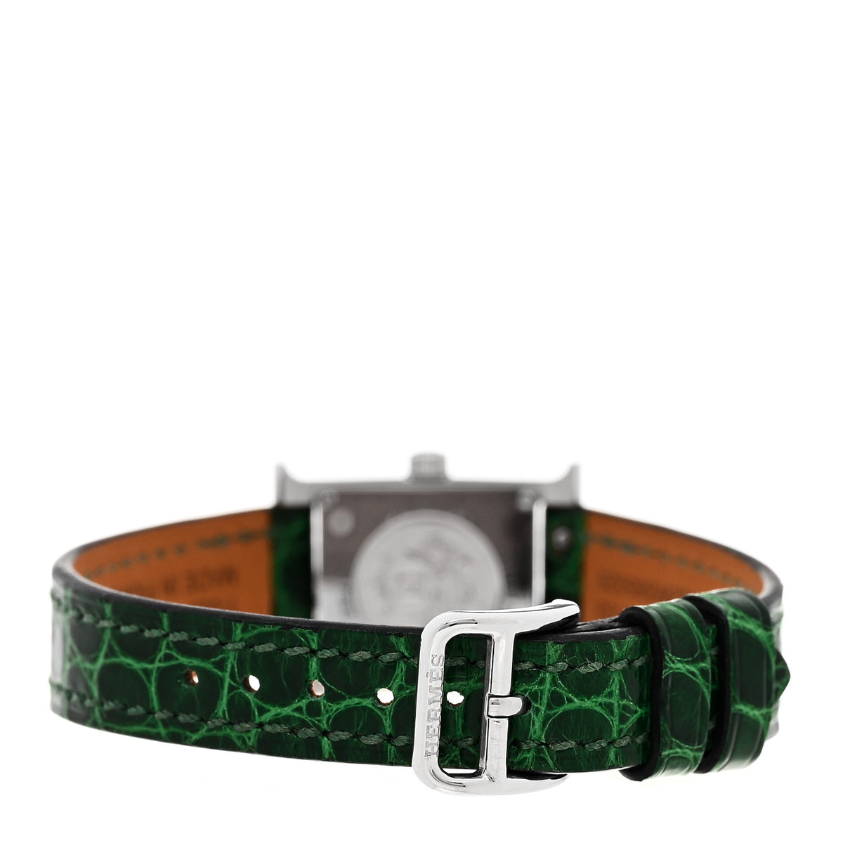 Stainless Steel Alligator Diamond Bezel Mother of Pearl 17.2mm Heure H Hour Quartz Watch Vert Moyen