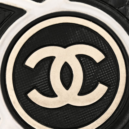 Chanel Mesh Suede Calfskin Grained Calfskin Womens CC Sneakers 39.5 White Black 6 of 16