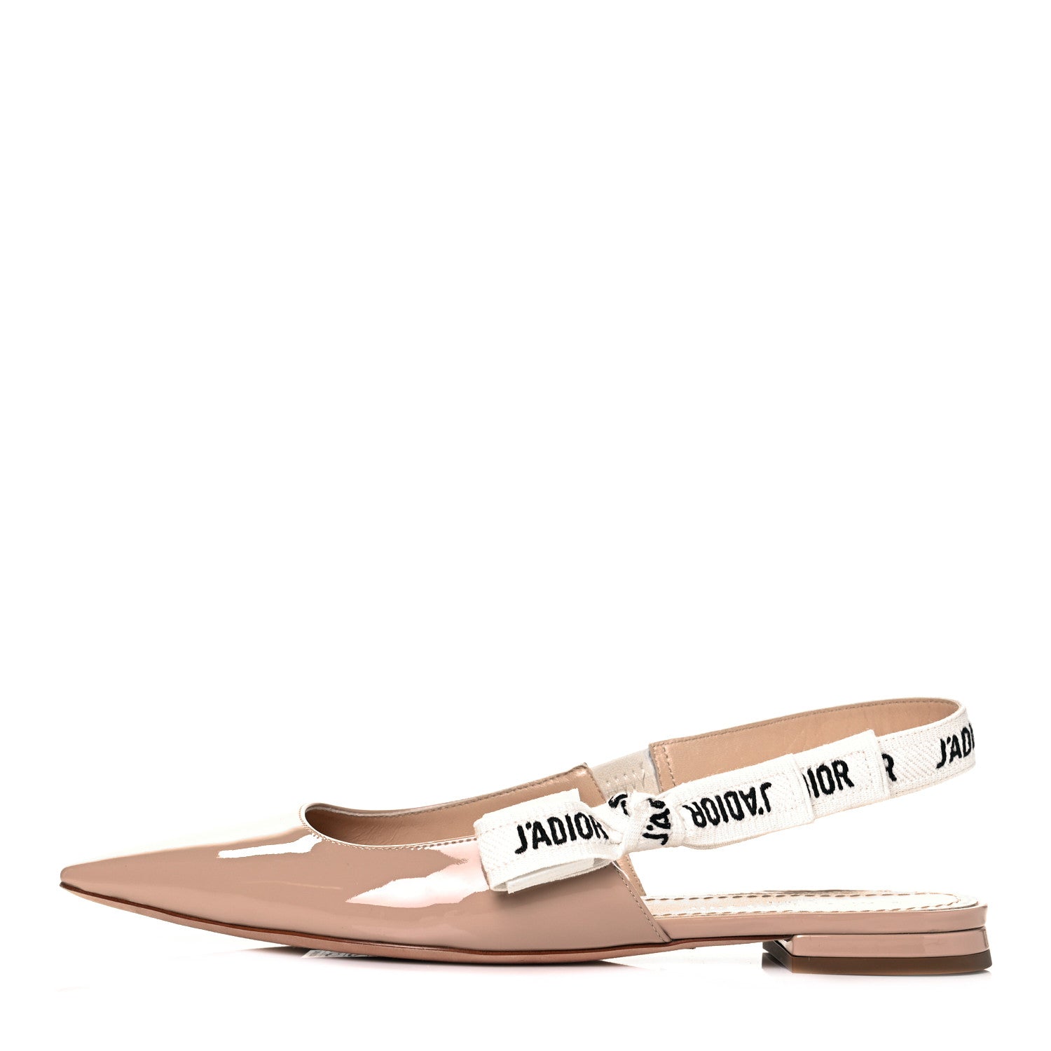Christian Dior Patent Ribbon J'Adior Slingback Ballet Flats 37 Nude 1 of 8