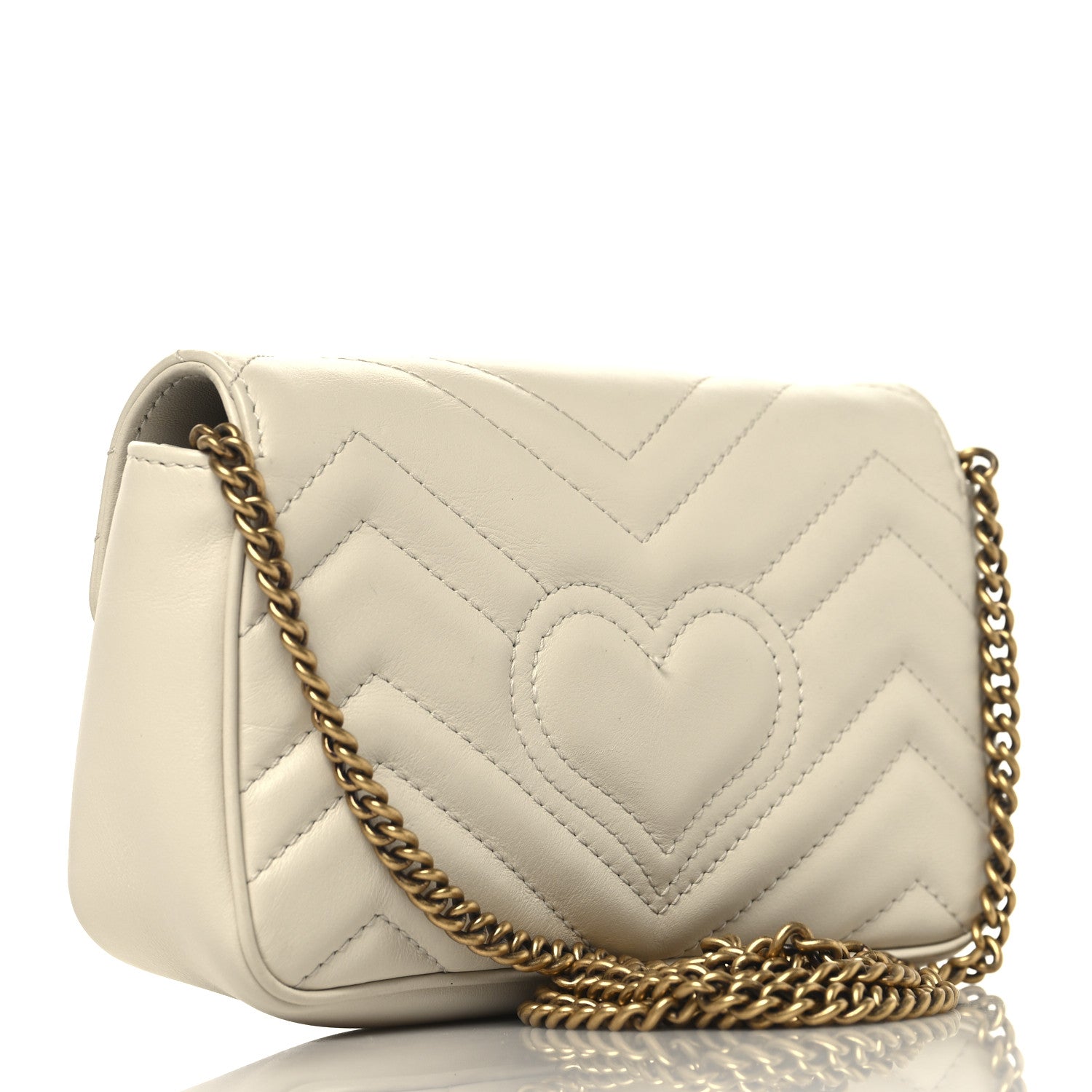Gucci Calfskin Matelasse Super Mini GG Marmont Shoulder Bag White 2 of 12
