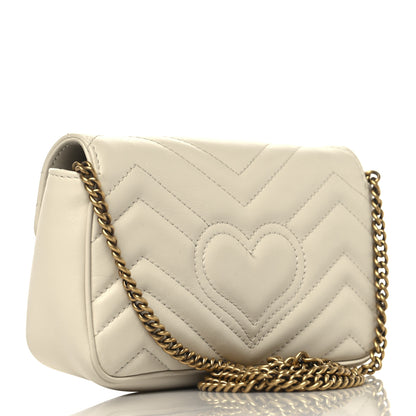 Gucci Calfskin Matelasse Super Mini GG Marmont Shoulder Bag White 2 of 12