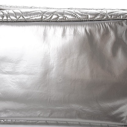 Chanel Vinyl Graphic Edge Accordion Flap Bag Silver 8 of 8