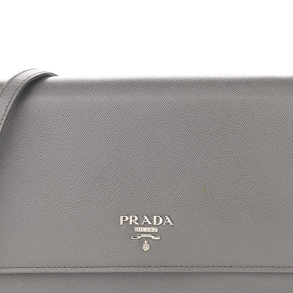 Prada Saffiano Metal Flap Wallet With Strap Marmo 9 of 16