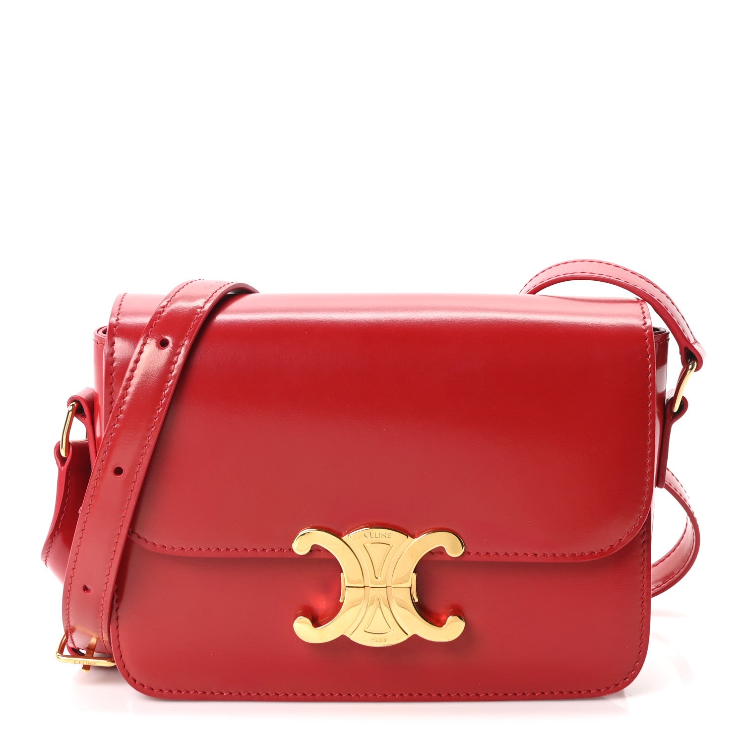 Celine Shiny Calfskin Teen Triomphe Red 1 of 11