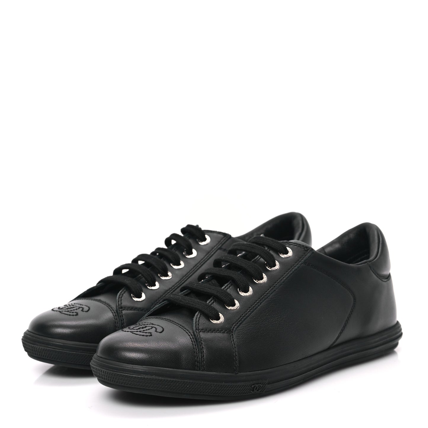 Calfskin Womens Sneakers 36 Black