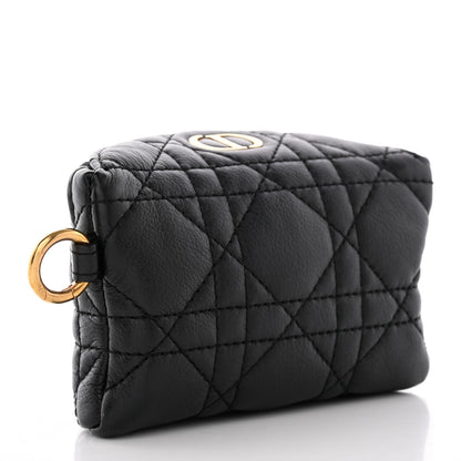 Christian Dior Supple Calfskin Cannage Caro Half-Moon Coin Purse Black 3 of 10