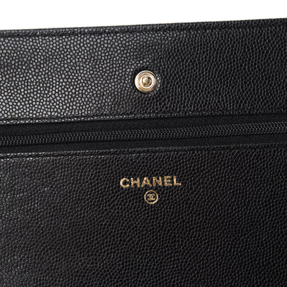 Chanel Caviar Camellia Embossed Wallet On Chain WOC Black 9 of 13