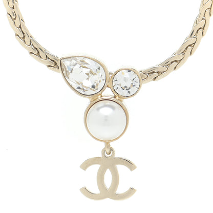 Chanel Pearl Crystal CC Teardrop Braided Necklace Gold 4 of 6