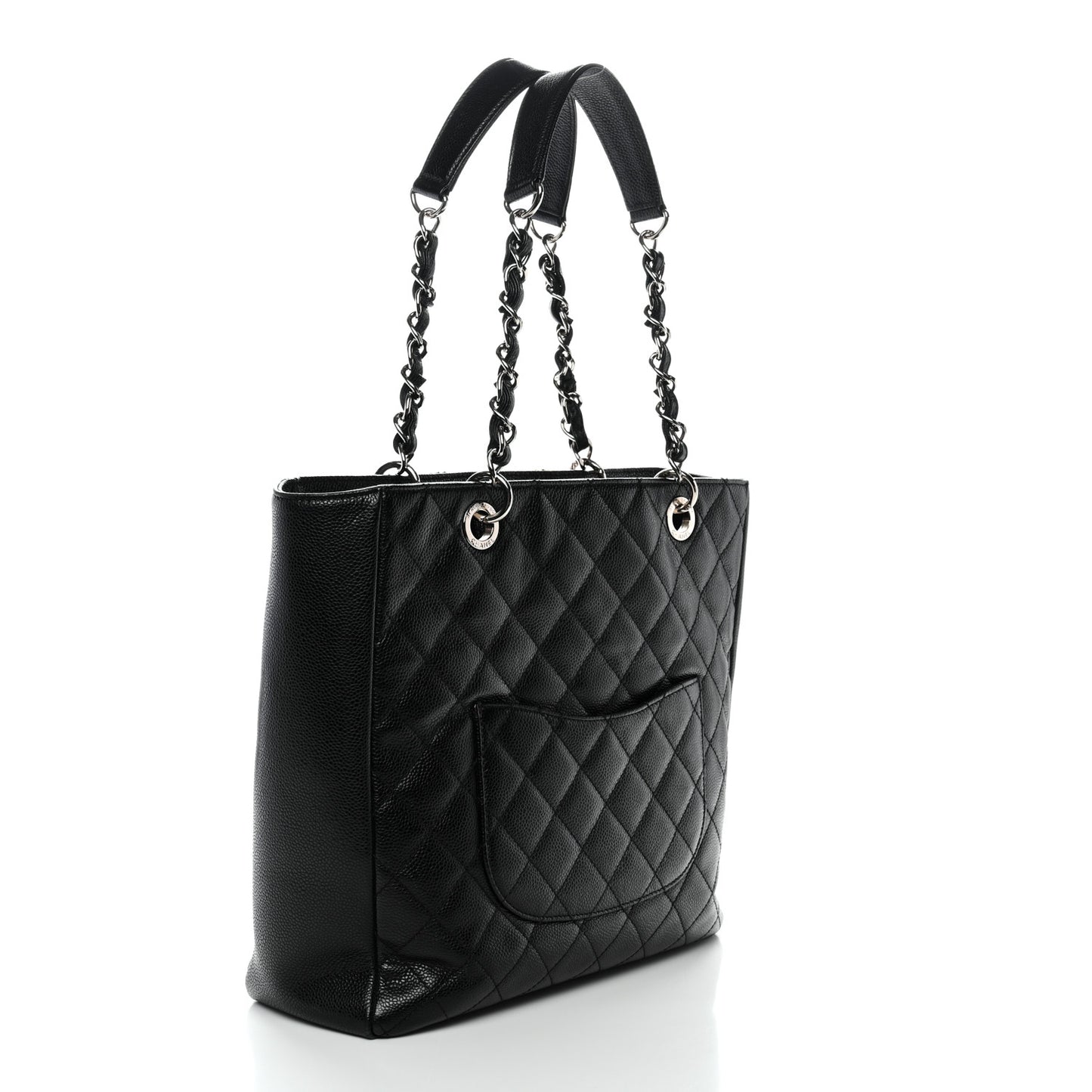 Caviar Quilted Vertical Grand Shopping Tote GST Black