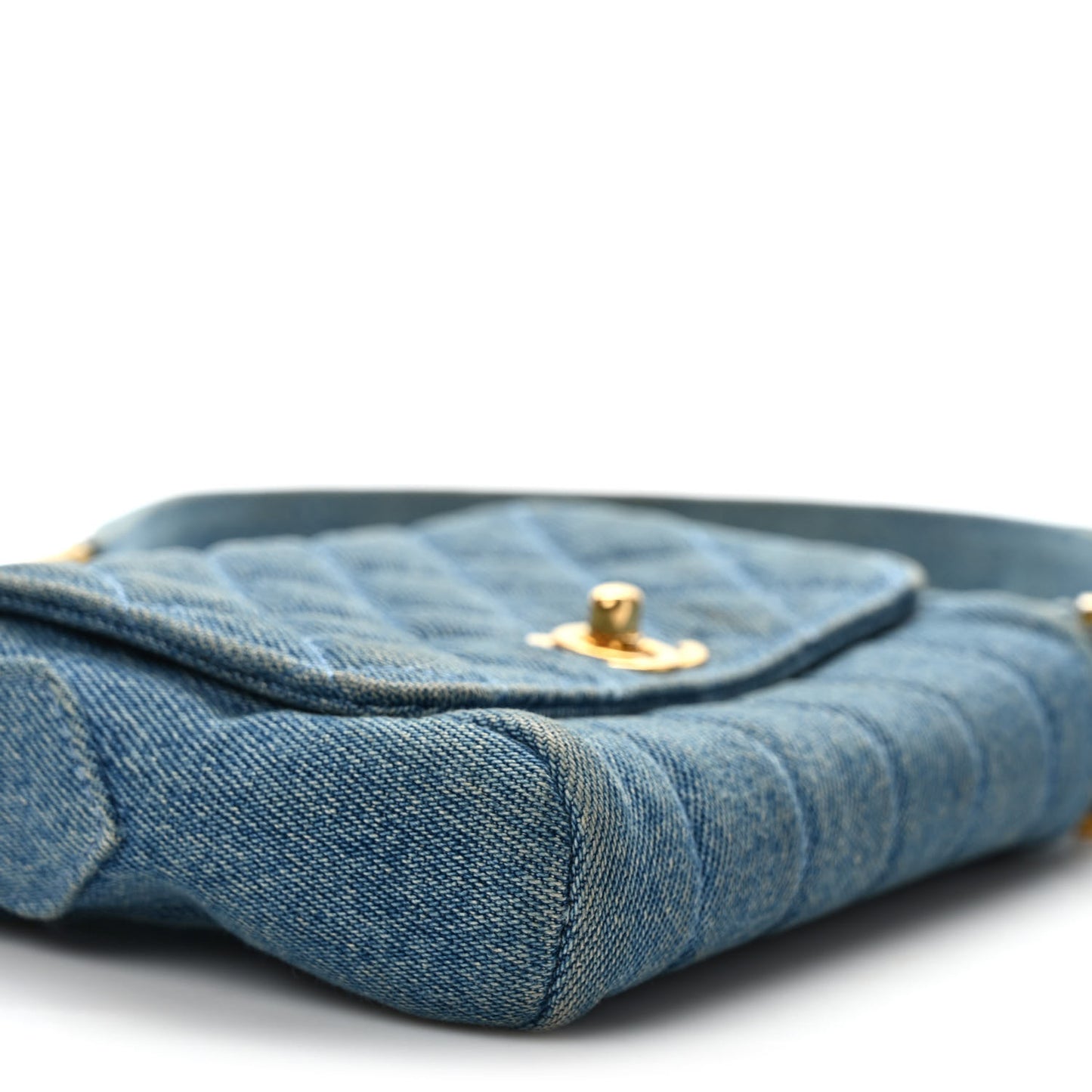 Denim Quilted Mini Flap Blue