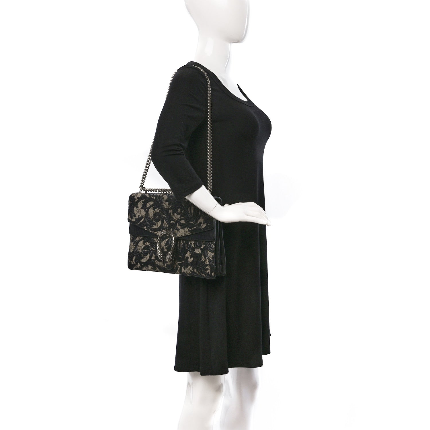 Gucci GG Supreme Monogram Arabesque Medium Dionysus Shoulder Bag Black 2 of 10