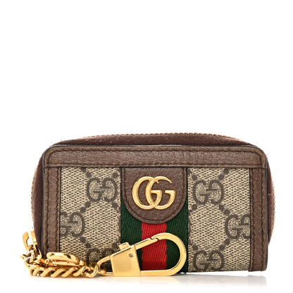 Gucci GG Supreme Monogram Web Ophidia Zip Around Key Case Beige New Acero 1 of 7