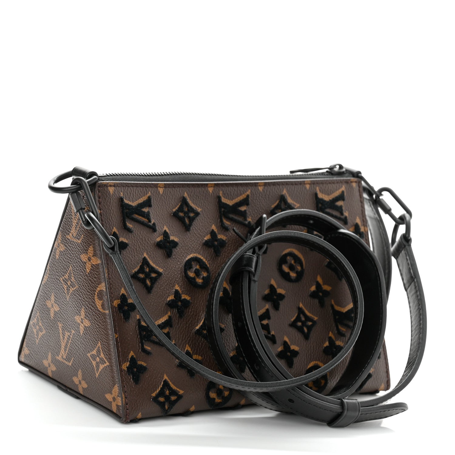Louis Vuitton Monogram Tuffetage Triangle Messenger Black 3 of 9
