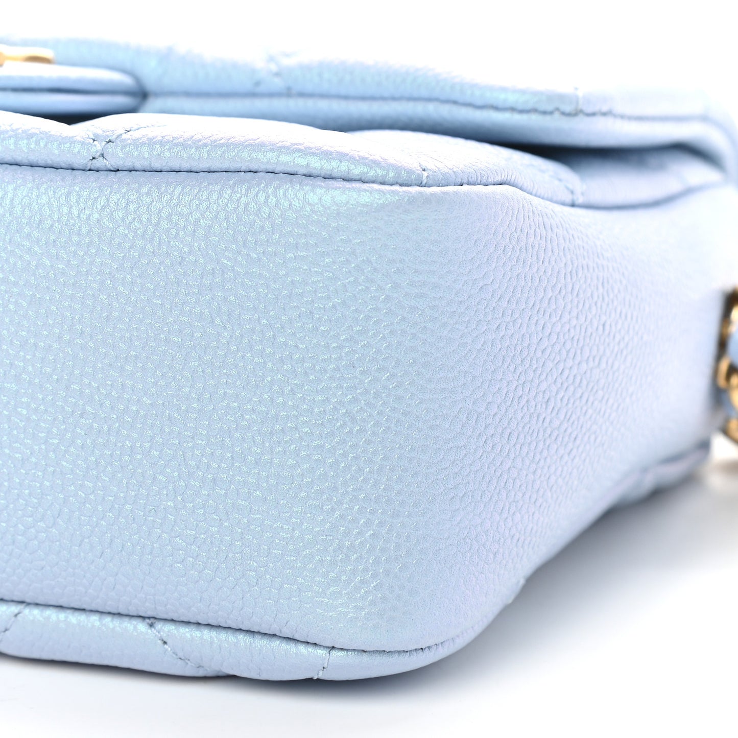 Iridescent Caviar Quilted Mini My Perfect Flap Light Blue