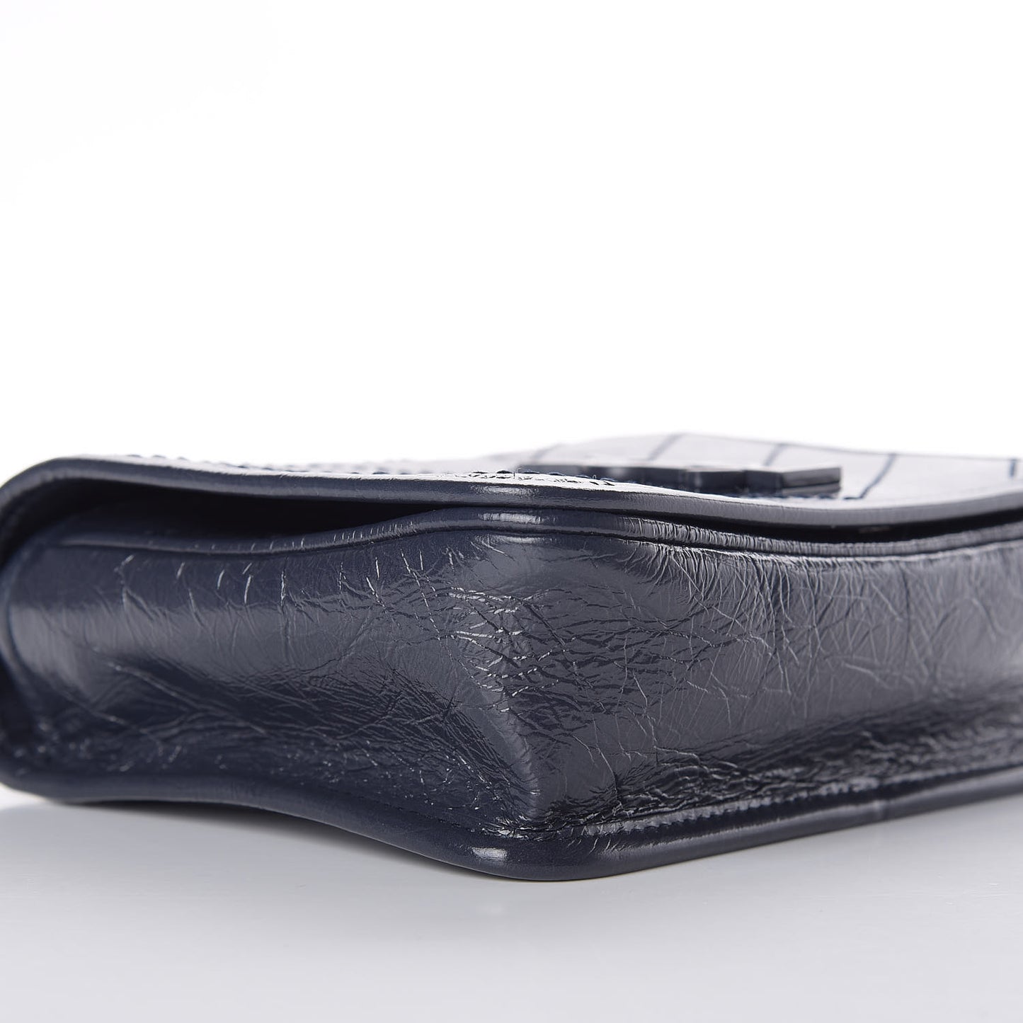 Crinkled Calfskin Matelasse Monogram Niki Chain Wallet Deep Marine