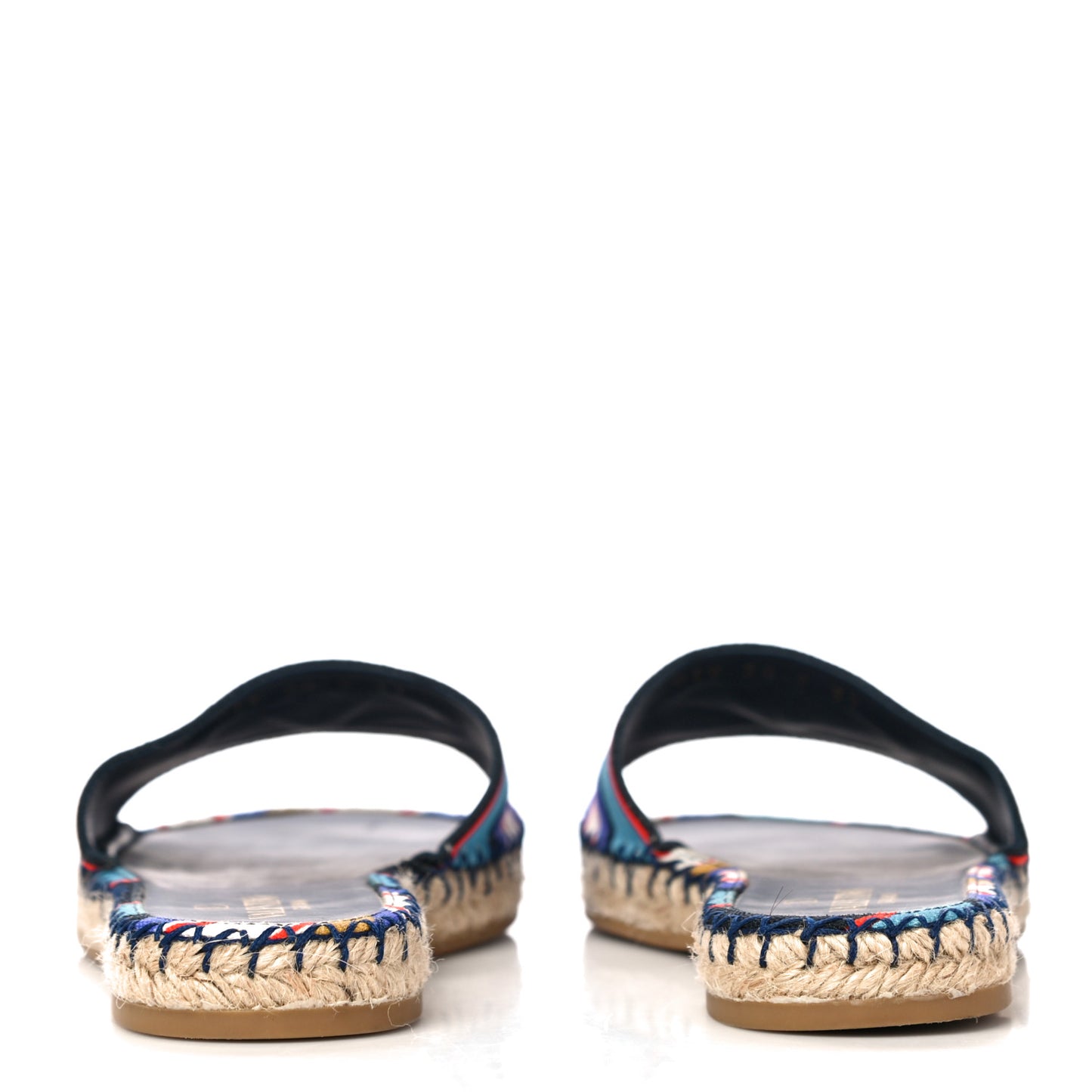 Canvas Embroidered Vlogo Espadrille Flat Slide Sandals 37 Multicolor
