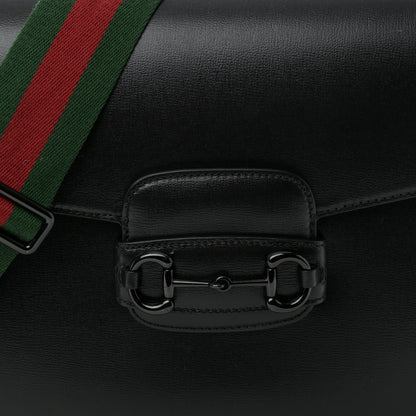 Gucci Azalea Calfskin Web Monochrome Horsebit 1955 Shoulder Bag Black 8 of 11