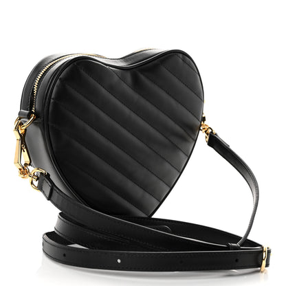 Gucci Calfskin Matelasse Diagonal Mini Interlocking G Heart Shoulder Bag Black 3 of 13