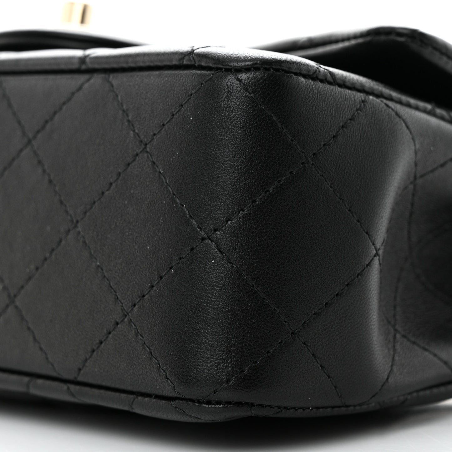 Lambskin Quilted Mini Top Handle Rectangular Flap Black
