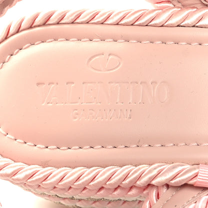 Valentino Garavani Calfskin Rockstud Rope Espadrille Wedge Sandals 41 Pink 7 of 8