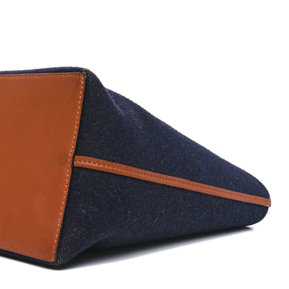 Loewe Wool Calfskin Small Love Anagram Tote Navy Tan 9 of 10
