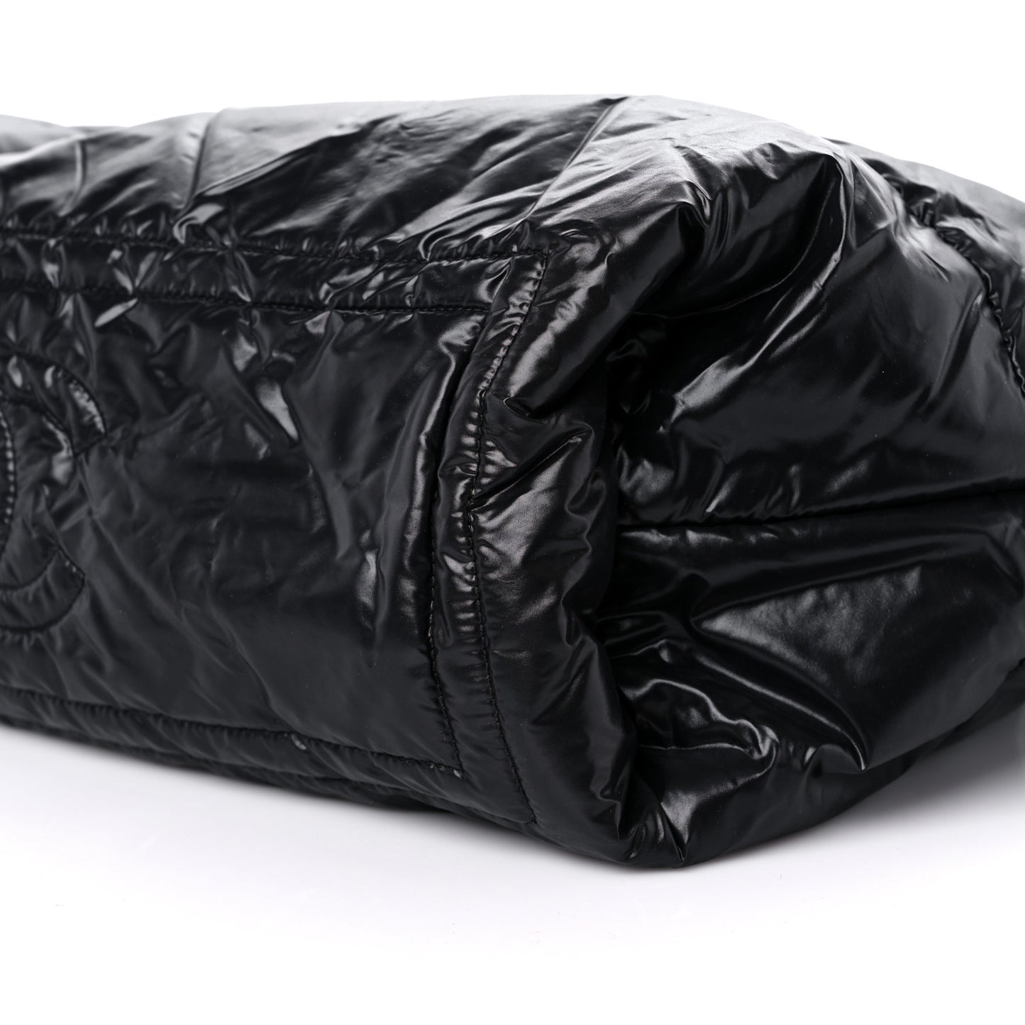 Nylon Quilted Medium Coco Cocoon Reversible Tote Black
