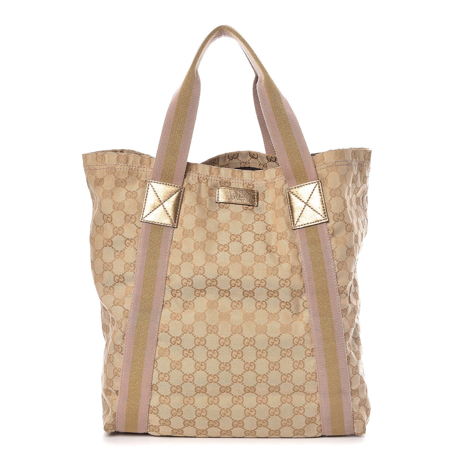 Gucci GG Monogram Medium Web Handle Vertical Tote Pink Gold 1 of 9