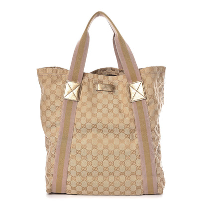 Gucci GG Monogram Medium Web Handle Vertical Tote Pink Gold 1 of 9