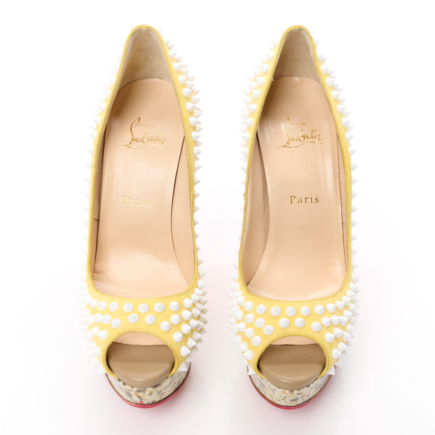 Christian Louboutin Veau Velours Lady Peep Spikes 150 Pumps 39.5 Sun 2 of 8
