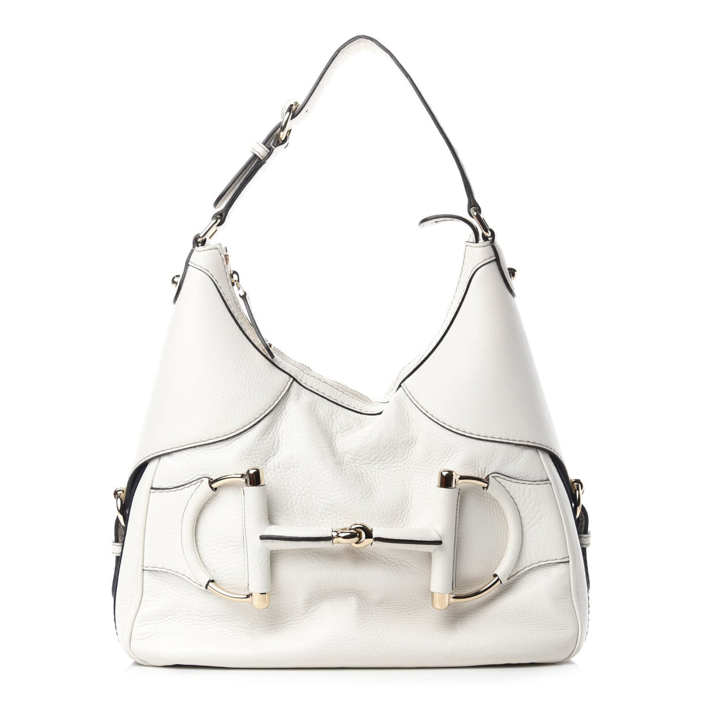 Calfskin Horsebit Web Hobo White