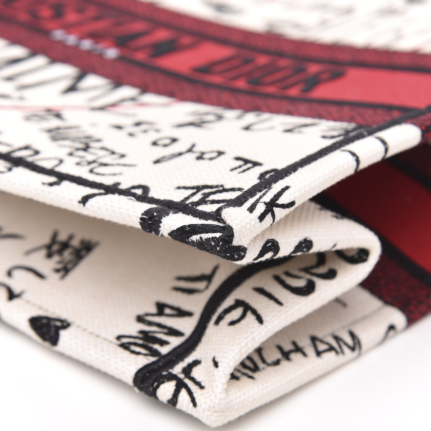 Canvas Embroidered Medium Dioramour Graffiti Book Tote Latte Multicolor