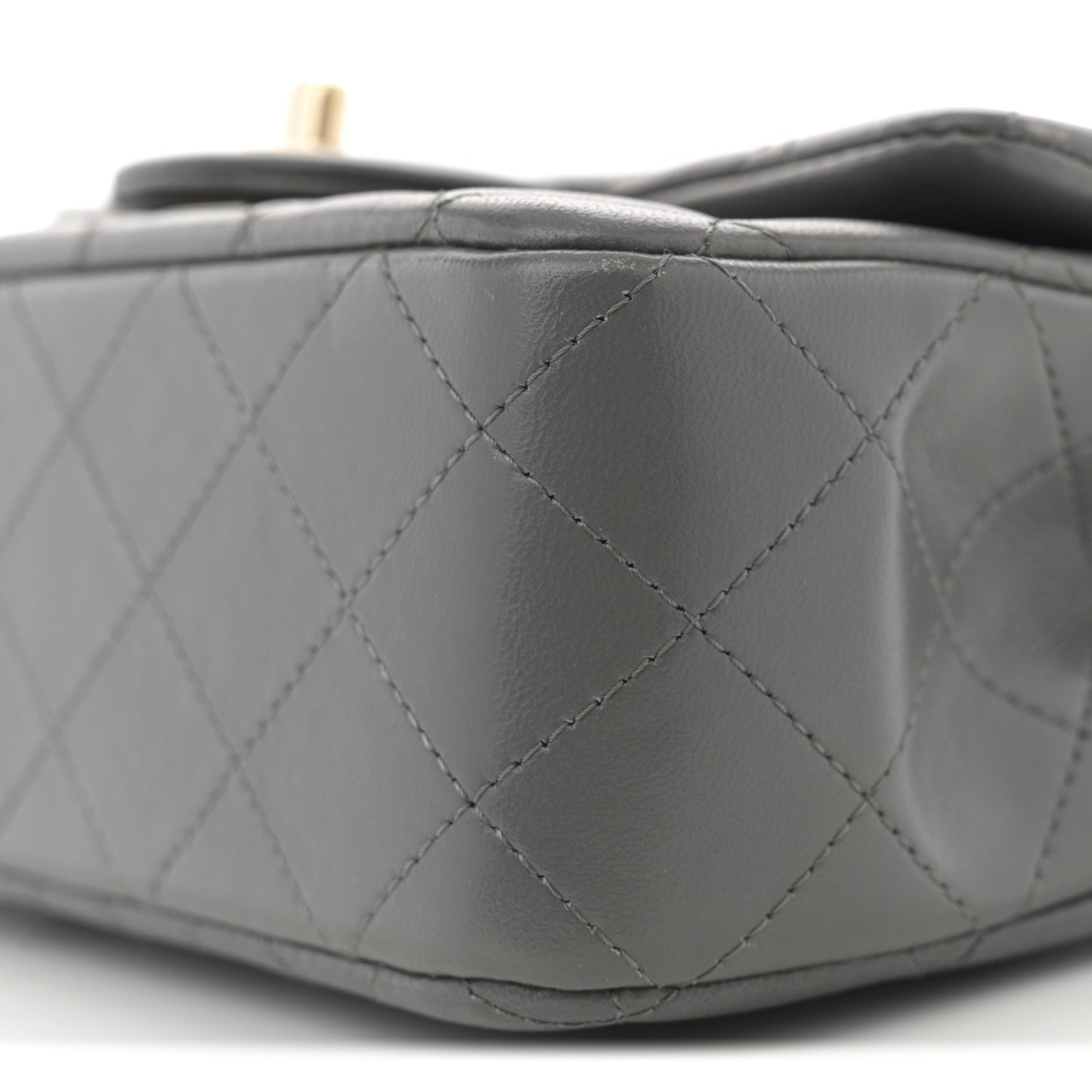 Lambskin Quilted Mini Top Handle Rectangular Flap Grey