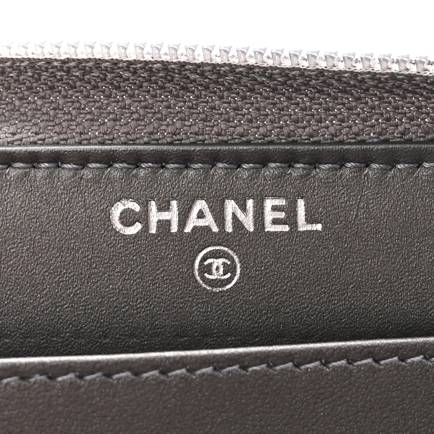 Chanel Iridescent Calfskin Quilted Tartan Button Zip Around Wallet Grey 6 of 7