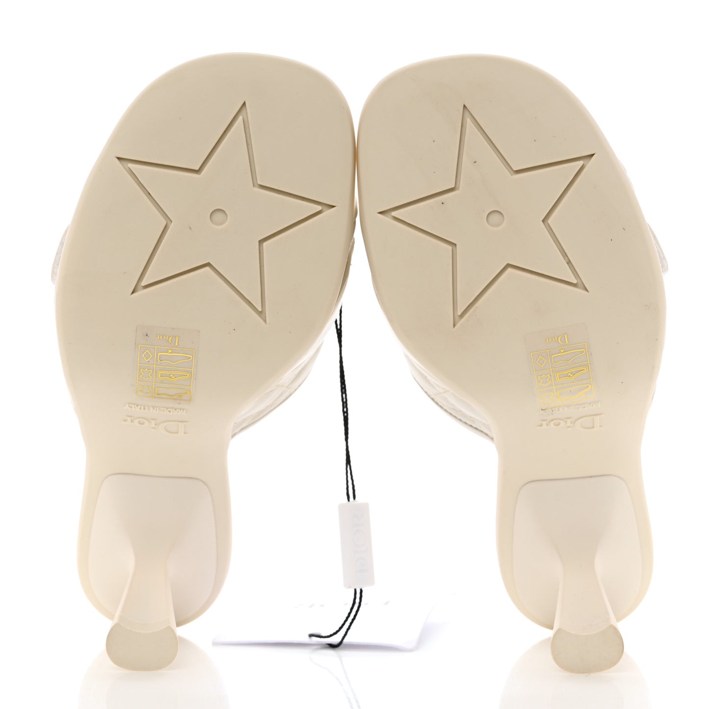 Calfskin Cannage Quilted Dio(r)evolution 80mm Slide Sandals 36 Off White