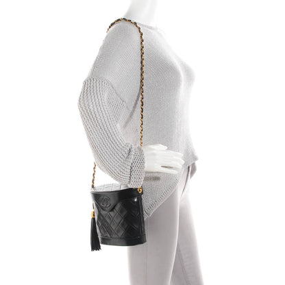 Chanel Lambskin Quilted Tassel Shoulder Bag Black 2 of 8