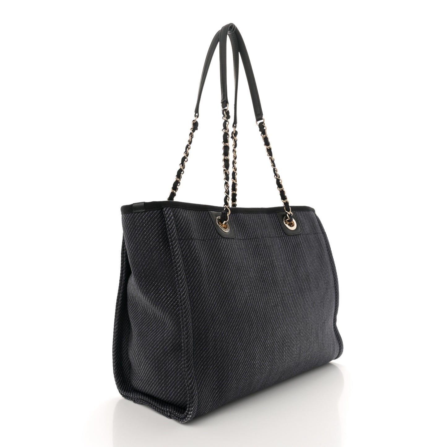Mixed Fibers Calfskin Small Deauville Tote Black