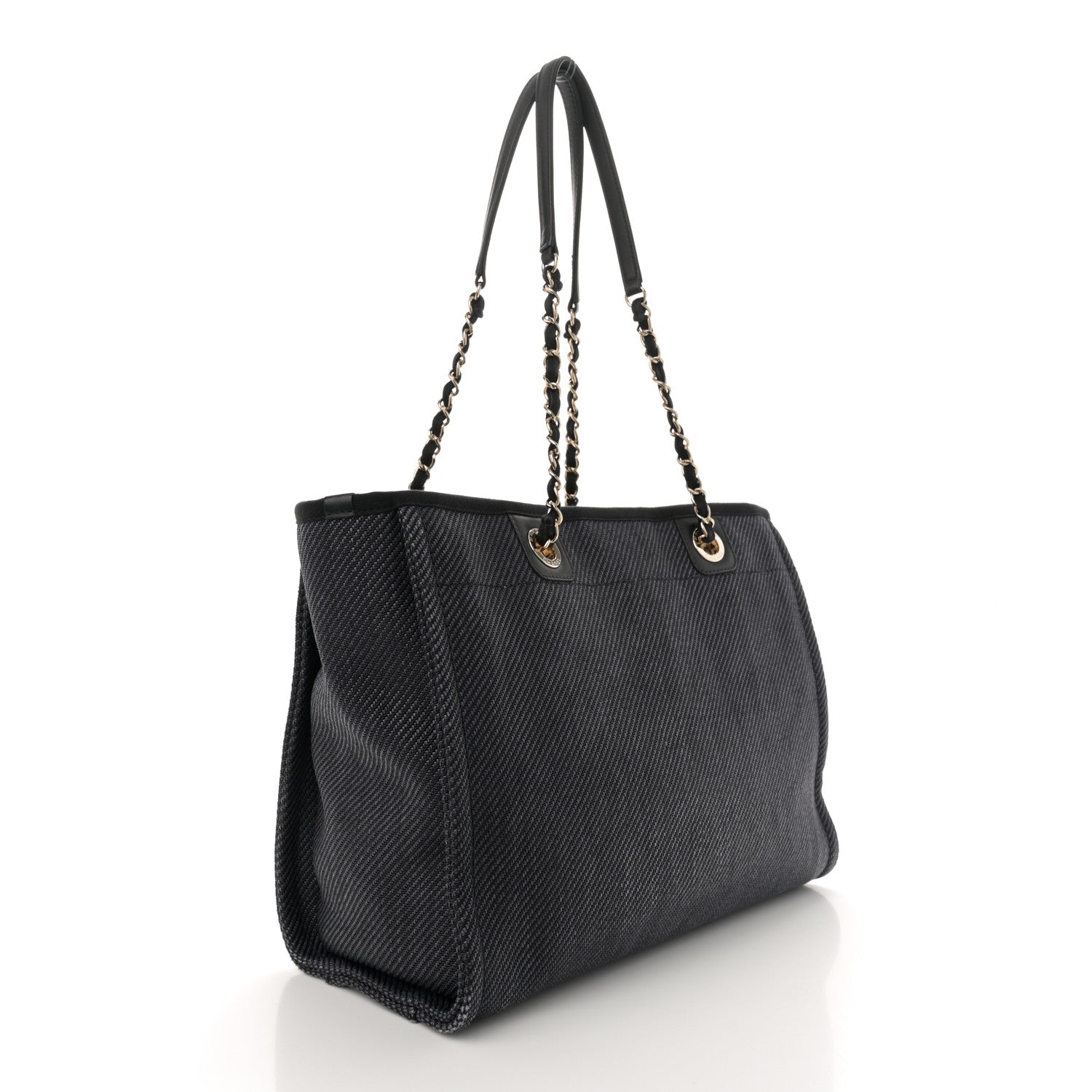 Chanel Mixed Fibers Calfskin Small Deauville Tote Black 3 of 12