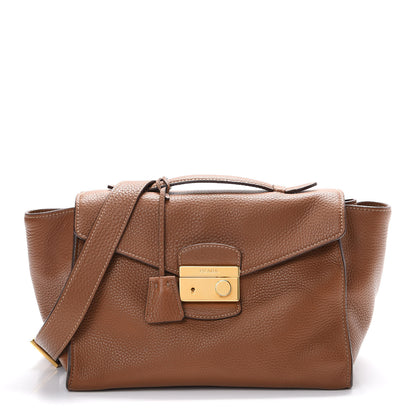 Prada Vitello Daino Sound Twin Pocket Satchel Brandy 1 of 10