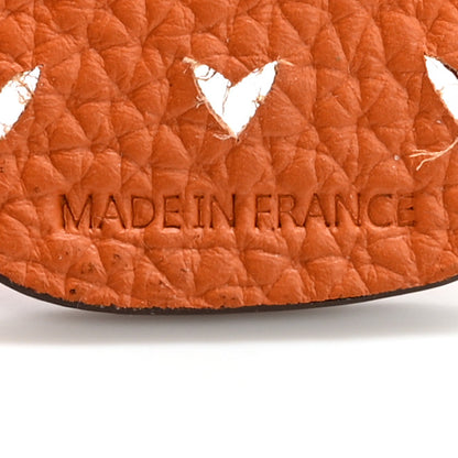 Hermes Taurillon Clemence Epsom Petit H Pineapple Bag Charm Orange Rouge H 4 of 5