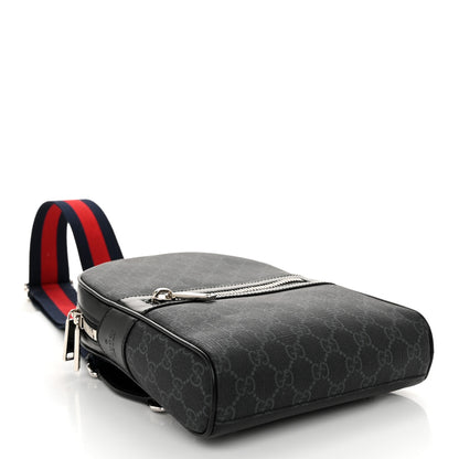 Gucci GG Supreme Monogram Calfskin Web Sling Backpack Black Grey 4 of 10