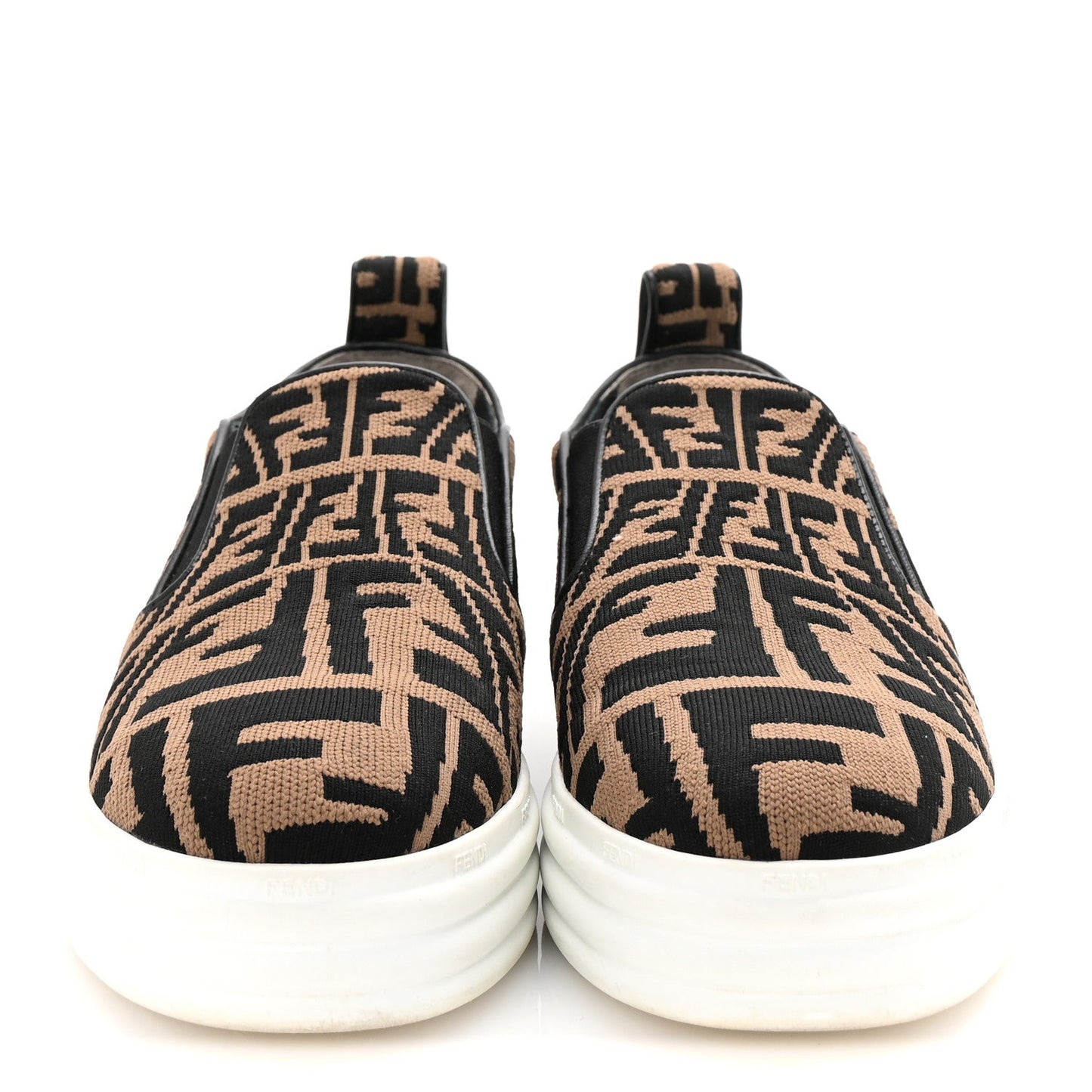 X SARA COLEMAN Canvas FF Vertigo Embroidered Womens Rise Slip On Sneakers 36.5 Tobacco Black