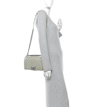 Chanel Patent Chevron Quilted Medium Boy Flap Grey 2 of 12