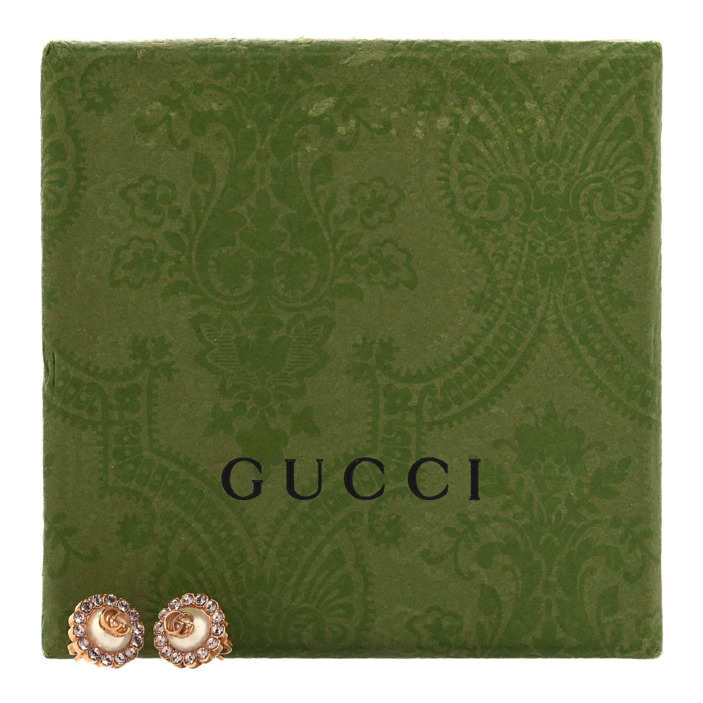 Metal Crystal Double G Flower Stud Earrings Rose Gold
