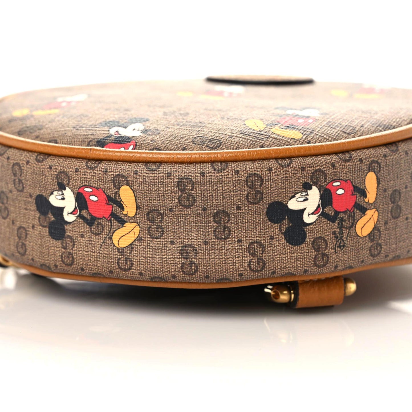 X DISNEY Mini Vintage GG Supreme Monogram Mickey Mouse Round Backpack Beige Vintage Sun Oil