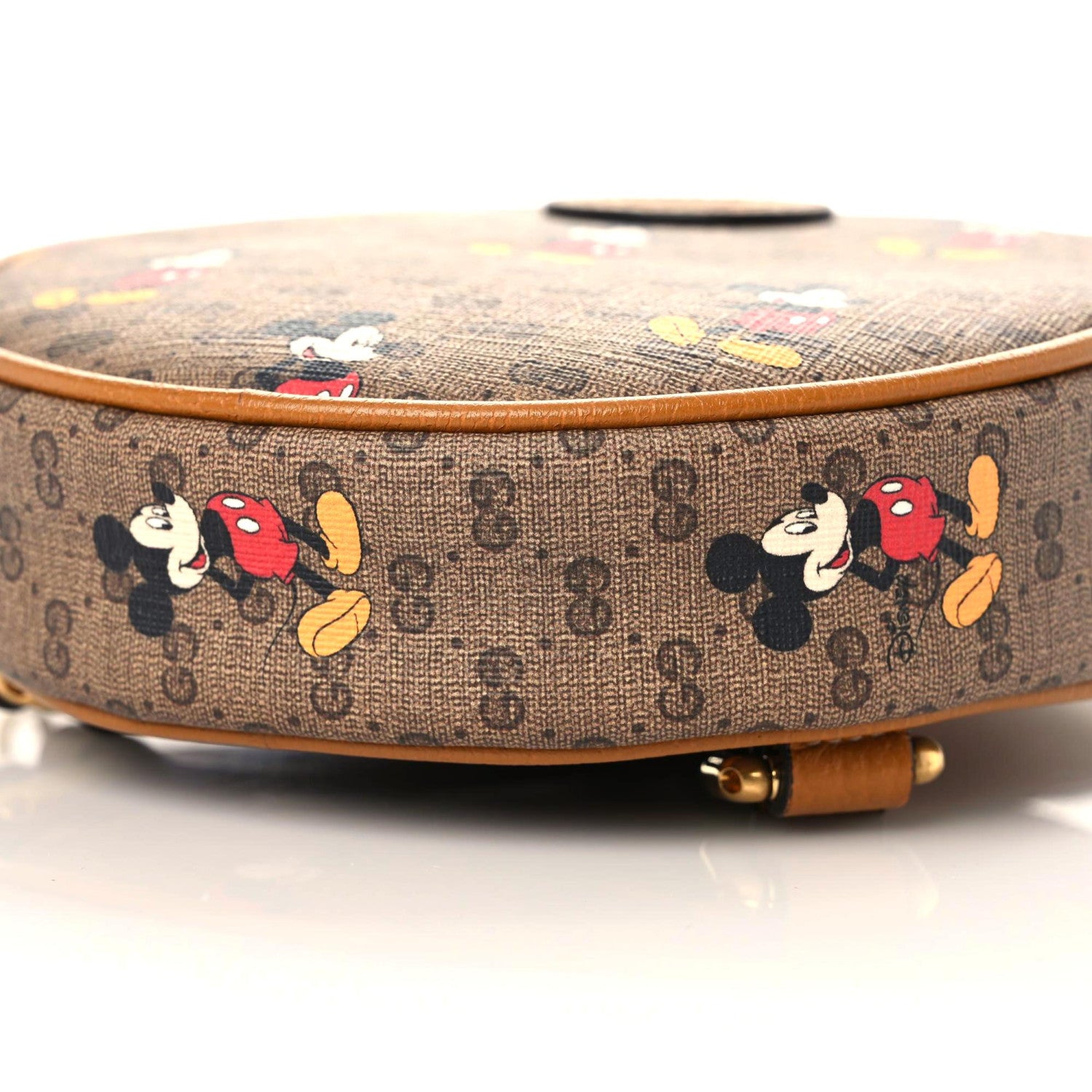 Gucci X DISNEY Mini Vintage GG Supreme Monogram Mickey Mouse Round Backpack Beige Vintage Sun Oil 7 of 9