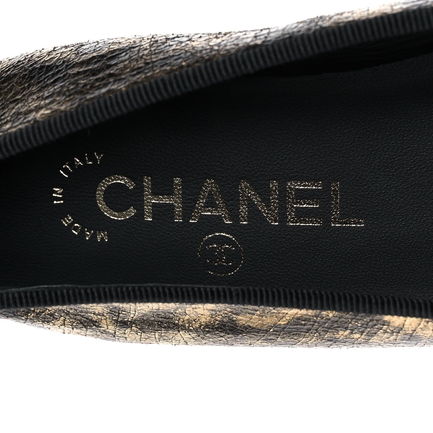 Laminated Goatskin Cap Toe CC Ballerina Flats 37.5 Gold