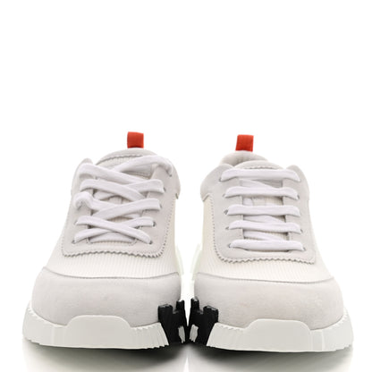 Hermes Technical Canvas Suede Goatskin Bouncing Sneakers 42 White Orange 2 of 10