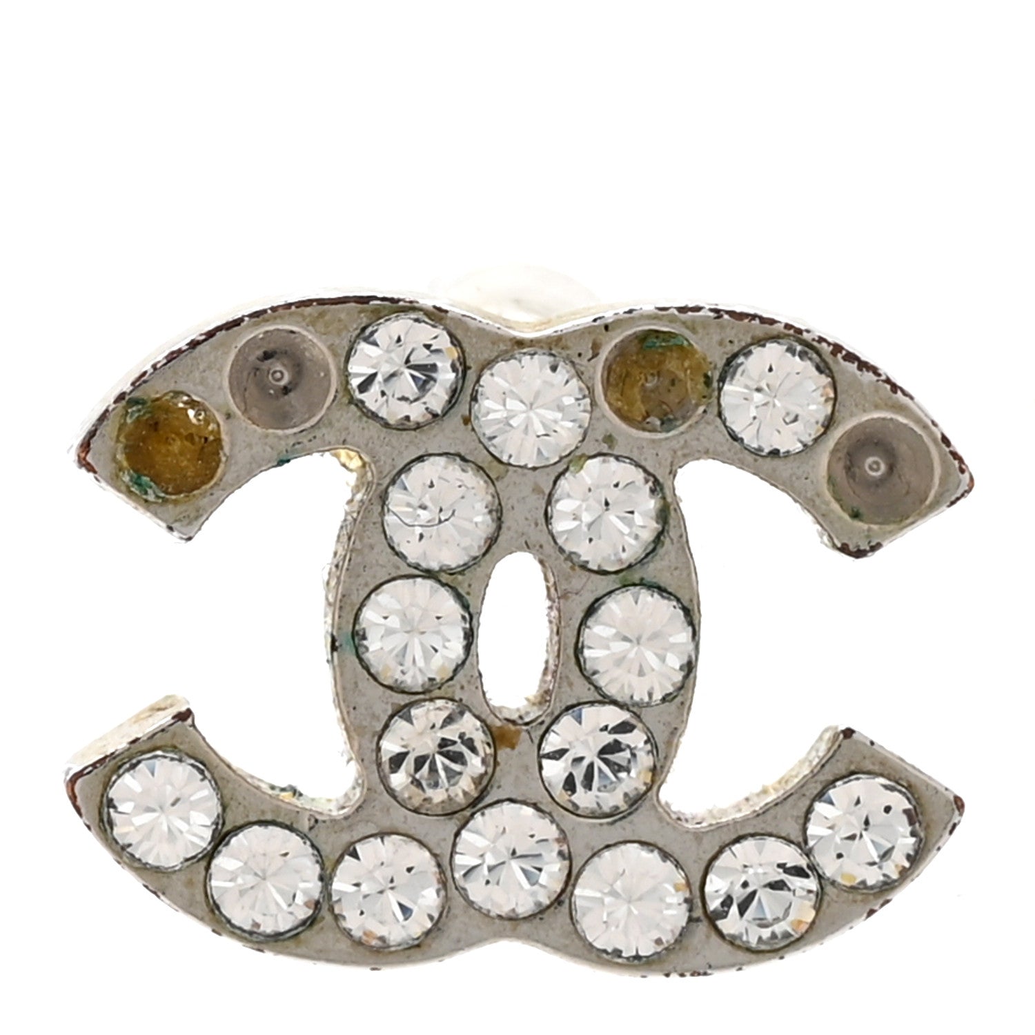 Chanel Crystal CC Earrings Silver 5 of 5